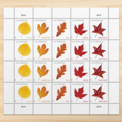 Vibrant Leaves Postcard Stamps