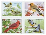 Songbirds in Snow Stamps
