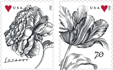 2015 Imperforate Vintage Rose stamps