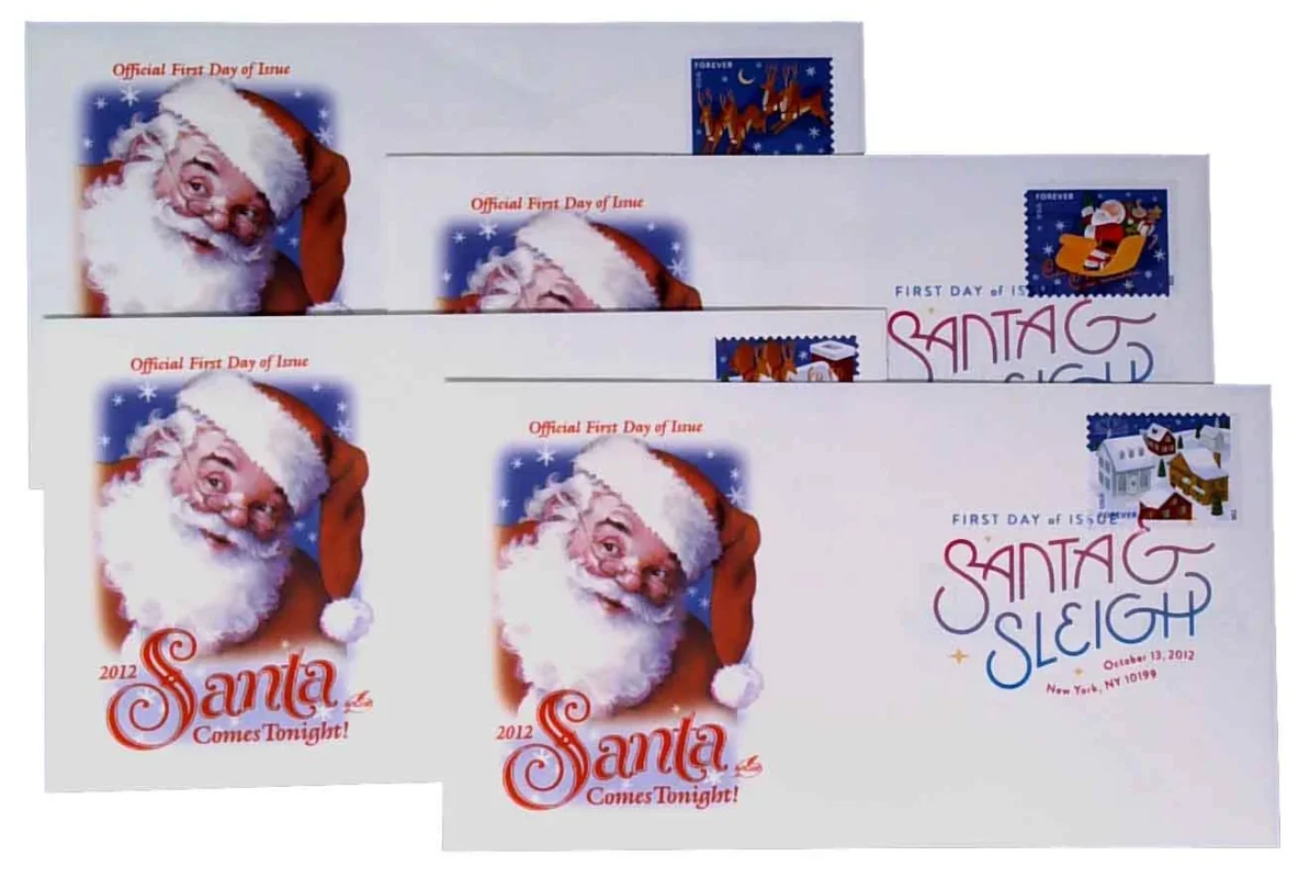 Santa and Sleigh stamps