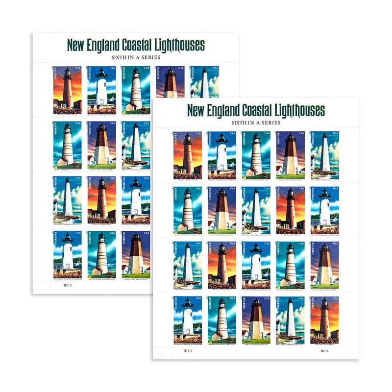 2013 New England Coastal Lighthouses Imperforate stamps